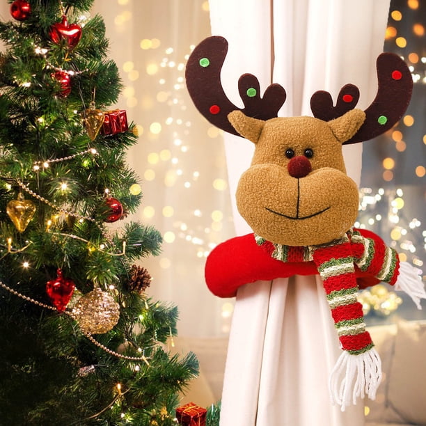 Cortina navideña con hebilla para ancianos, diseño de Rudolph Forest, cuerda para atar cortinas, para colgar en la puerta
