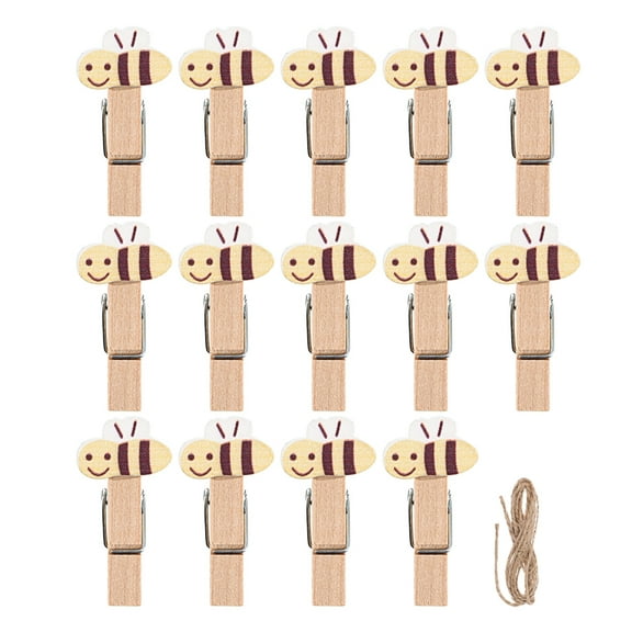 GOOHOCHY 1 Set Adorable Wooden Clips With Rope For Photos And Snacks MultiFunction Picture Clamps For Party Adorable Photo Clips