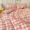 thumbnail image 2 of Red and White Plaid Duvet Cover Set Grid Stripe Series Comforter Covers Geometric Checkered Pattern Home Hotel Bedding Decor, 2 of 6
