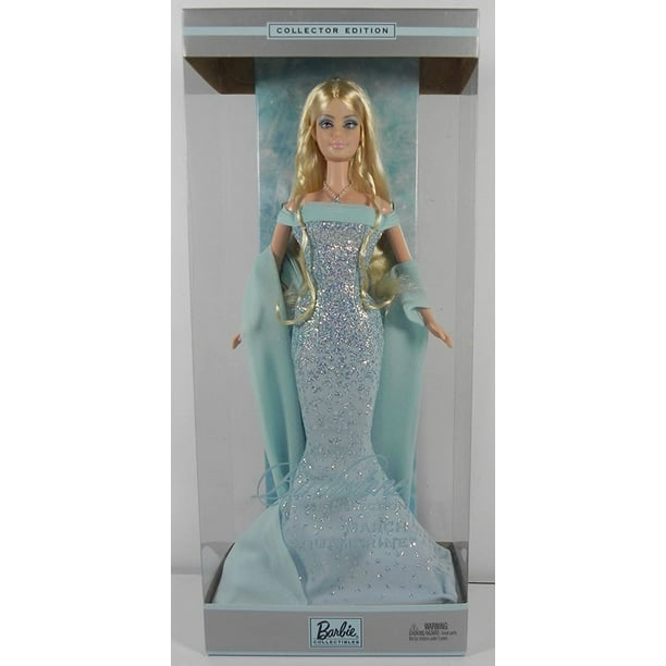 March Aquamarine Barbie The Birthstone Collection Blonde 2002 Mattel # ...