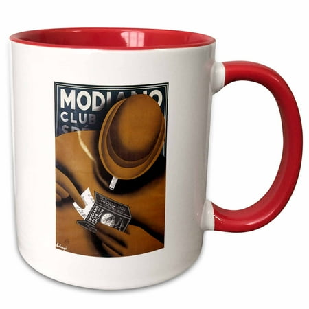 Advertising Cigarette - 3dRose Vintage Modiano Club Cigarette Papers Advertising Poster - Two Tone Red Mug, 11-ounce