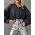 thumbnail image 2 of Breezora Women's Short Zip Up Hoodie Slim Fit Long Sleeve Casual Cropped Cardigan Sweatshirt, 2 of 7