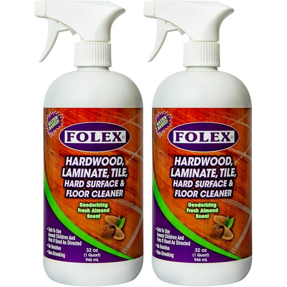 2 Pack Folex Hardwood, Laminate, Tile, Hard Surface & Floor Cleaner - 32oz - Fresh Almond Scent, Residue and Streak Free