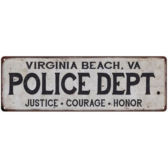 VIRGINIA BEACH, VA POLICE DEPT. Home Decor Metal Sign Gift 8x24 108240012032