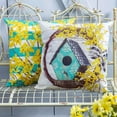 thumbnail image 3 of Evergreen Forsythia and Birdhouse Wreath Interchangeable Pillow Cover- 18x18 in Home Decor, 3 of 3