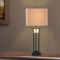 Fangio Lighting 30 inch Black Metal & Frosted Glass Table Lamp with Nightlight