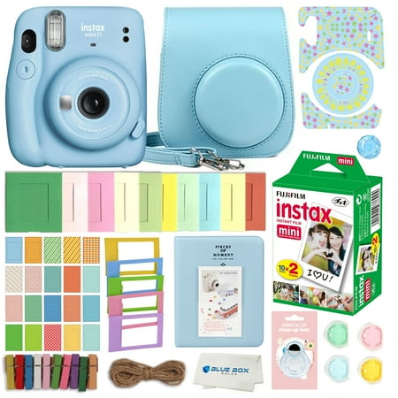 Fujifilm Instax Mini 11 Instant Camera (Sky Blue) With Case, 20 Fujifilm Films and More Accessories with Quality Photo Microfiber Cloth