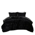 thumbnail image 6 of 3 PCS Full/Queen Solid Faux Fur Comforter Mini Set Black, 6 of 14