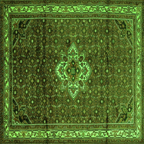 Ahgly Company Indoor Square Persian Green Traditional Area Rugs, 8' Square