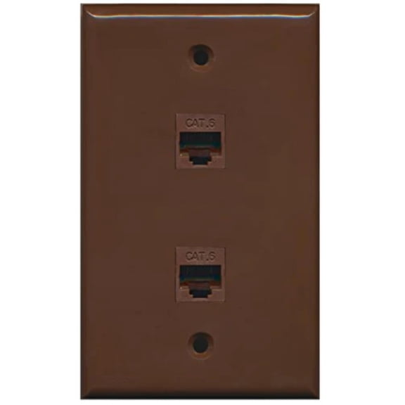 RiteAV - 2 Port Cat6 Female-Female Wall Plate - Brown