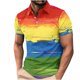 thumbnail image 1 of Camisa Casual de Impresión de Gradiente de los Hombres, Top de Solapa de Manga Corta en Tela de Malla Ligera para el Aire Libre Y el Ocio, Blusa de Suéter Elegante, 1 of 9