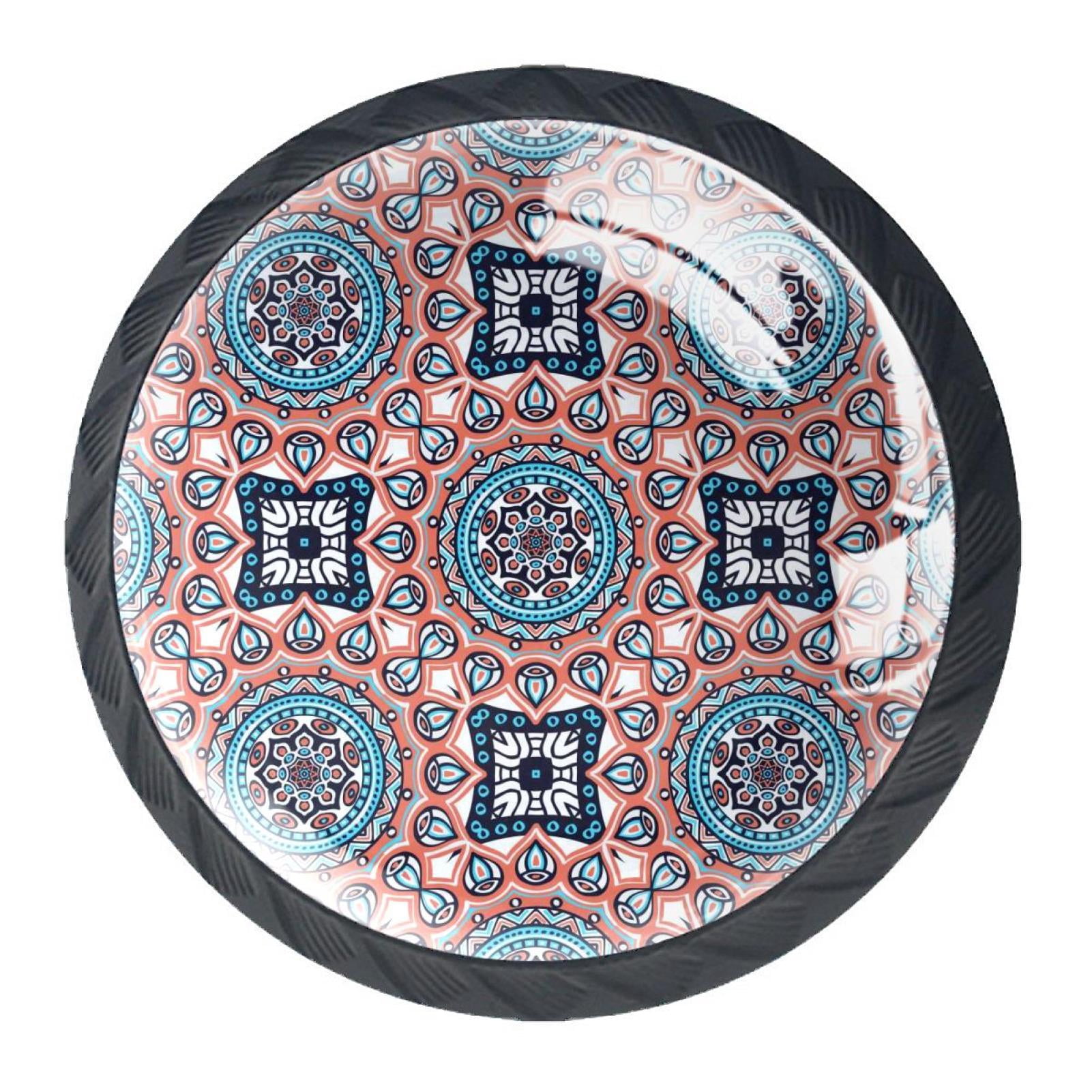 12 Pcs Mandala Boho Indian Knobs For Kitchen Cabinet Cupboard Dresser Bookcase Drawer Pulls Handles Round Home Decor