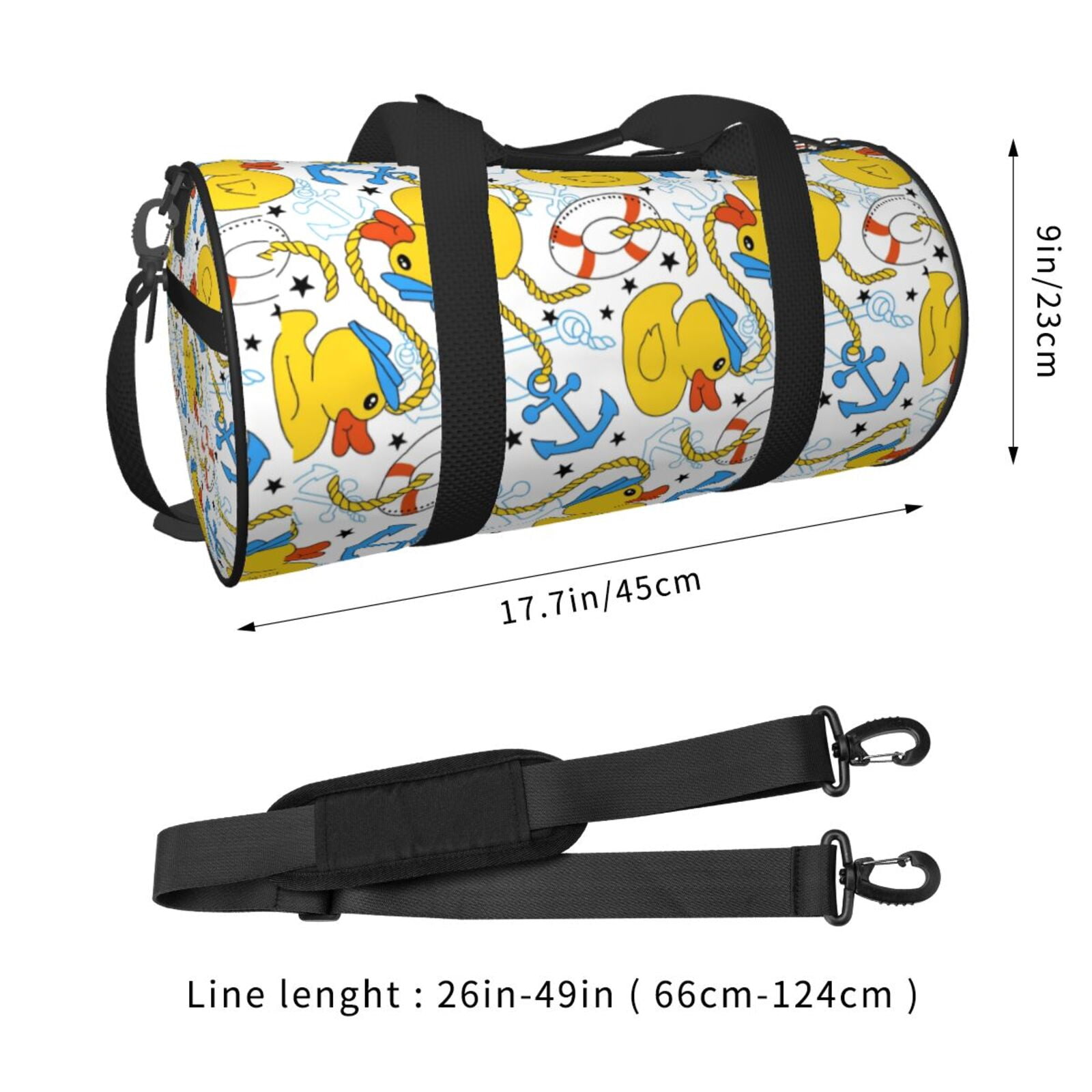 Vsdgher Ducks and Anchors 45L Foldable Duffel Bag, Sports Gym Bag,Overnight Bag, Portable Weekender Bag for Airplanes