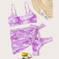 thumbnail image 2 of QLEICOM Womens Swimsuits Tummy Control Plus Size Swimsuit Coverup Bikini Print Set Swimsuit Three Piece Filled Bra Swimwear Beachwear Purple M, 2 of 7