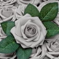 thumbnail image 3 of Artificial Flowers 25pcs Fake Roses with Stems and 2 leaves for DIY Wedding Bouquets Party Decor, 3 of 5