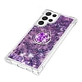 thumbnail image 4 of Funda para Samsung Galaxy S22 Ultra 5G con Brillo Líquido Flotante, Purpurina, Parachoques y Anillo Giratorio Soporte, 4 of 5