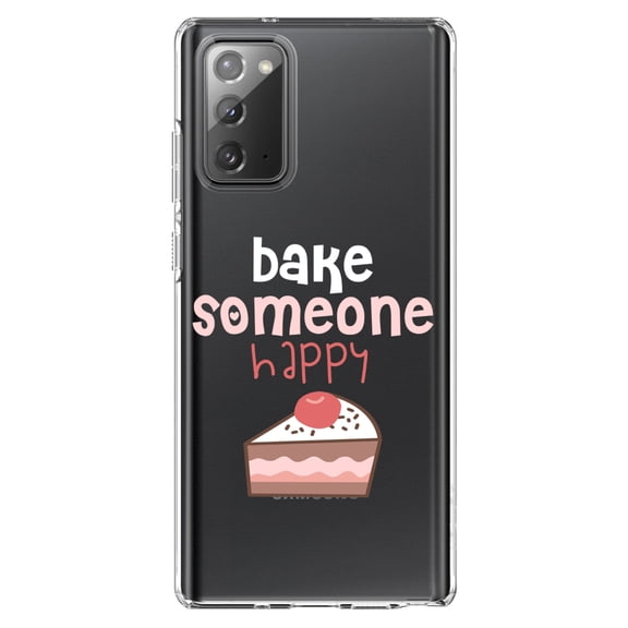 DistinctInk Clear Shockproof Hybrid Case for Samsung Galaxy Note 20 (6.7" Screen) - TPU Bumper Acrylic Back Tempered Glass Screen Protector - Bake Someone Happy