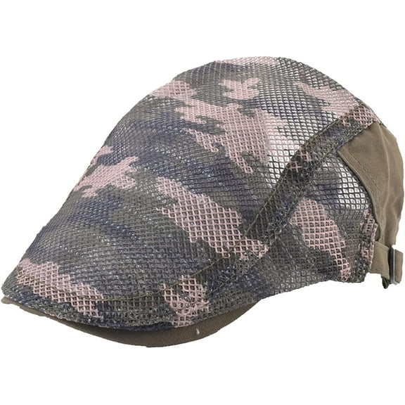 CoCopeaunts Beret Hats for Men Fashion Camouflage Mesh Peaked Cap Women Summer Visor Adjustable Streetwear Newsboy Cap Unisex
