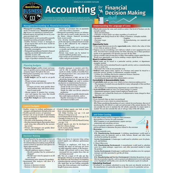 Accounting for Financial Decision Making : a QuickStudy Laminated Reference Guide (Edition 1) (Other)