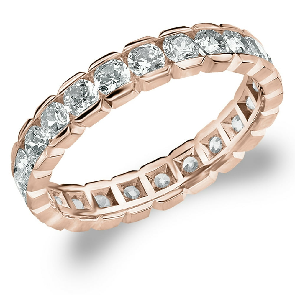 Eternity Wedding Bands - 1.5 CT Eternity Wedding Ring in 14K Rose Gold ...