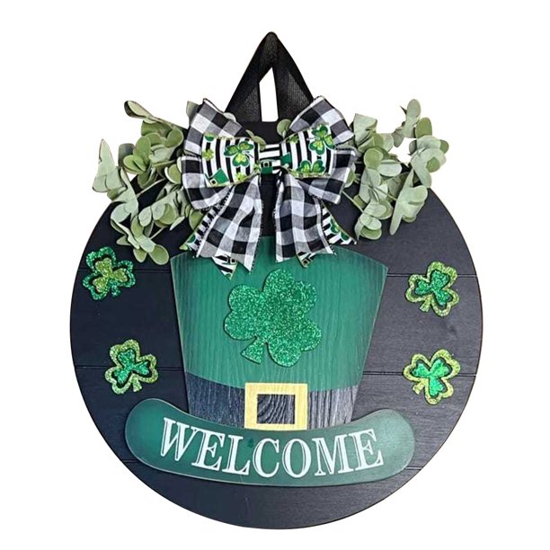 Irish Hanging Bienvenido Puerta La Bienvenida Santa Patricio Día Garland Gead para Porche Granja Rústica