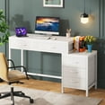 thumbnail image 3 of Tribesigns Computer Desk with 5 Drawers, Home Office Desks with Reversible Drawer Cabinet Printer Stand, Industrial PC Desk with Storage, Rustic Study Writing Table Workstation for Small Spaces, 3 of 8