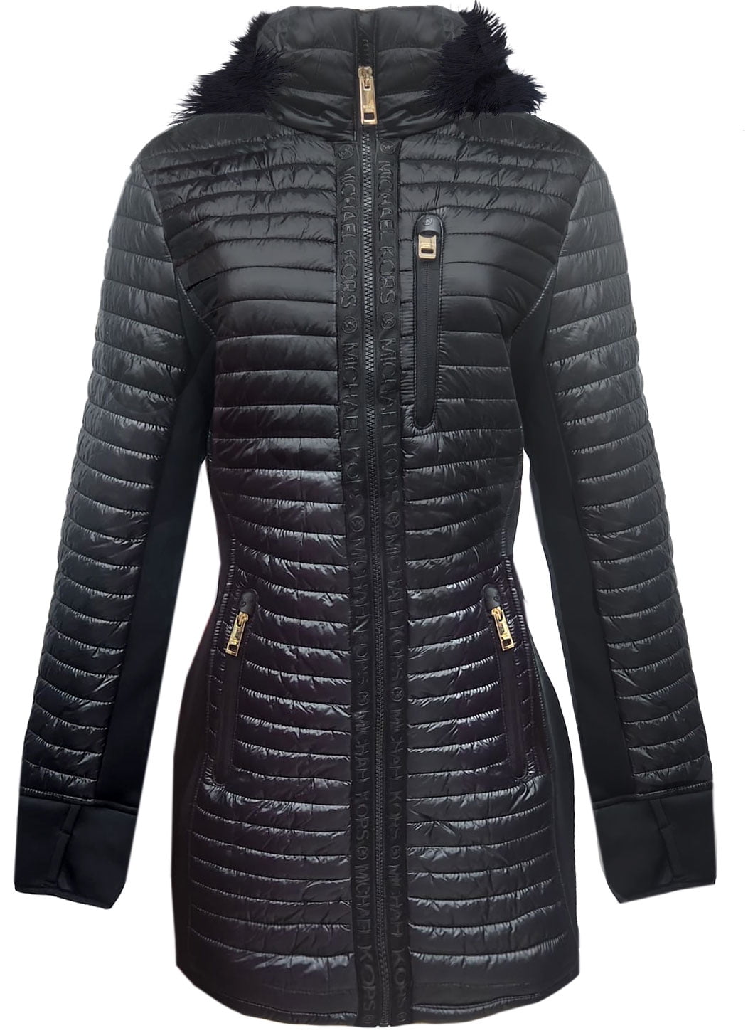 Michael Michael Kors Women's Active Belted Mix Media Jacket (Black