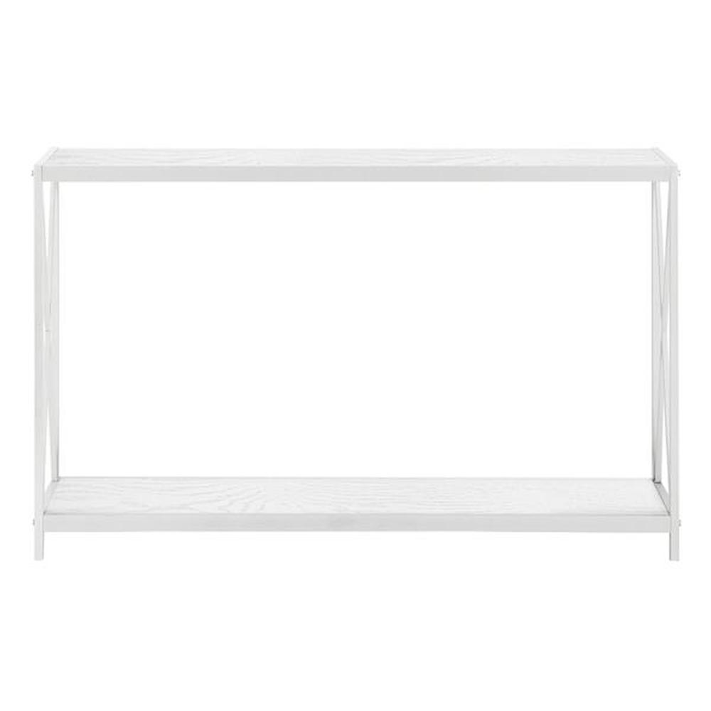 Console Table, Triamine Board Cross Iron Frame Porch White