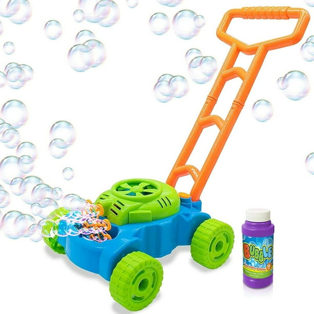 Máquina de burbujas de juguete - Soplador de burbujas automático con cortadora de césped y botella de recarga - Más de 1000 burbujas por minuto - Máquina de burbujas portátil para niños pequeños,