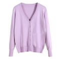 thumbnail image 2 of BKQCNKM Sweaters For Women Ladies' Solid Tone Buttoned Mercerized Cotton Loose Sweater With Cardigan Jacket Womens Sweaters Fall Sweaters For Women Purple L, 2 of 6