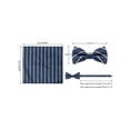 thumbnail image 4 of INSPIRE CHIC Men's Stripes Tie Set Self-Tied Necktie Pre-Tied Bow Ties Pocket Square Sets for Formal Navy Blue Yellow Stripe, 4 of 6