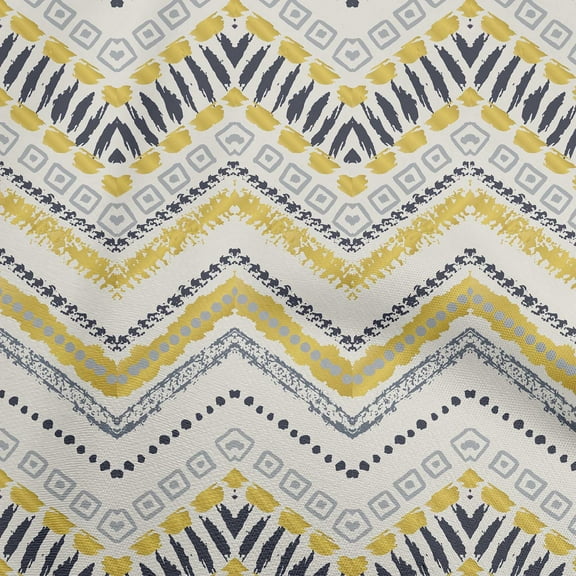 oneOone Polyester Spandex Yellow Fabric Ikat Sewing Material Print Fabric By The Yard 56 Inch Wide