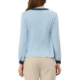 thumbnail image 3 of INSPIRE CHIC Women's Split V Neck Pleated Front Contrast Color Blouse Top XL Blue, 3 of 5