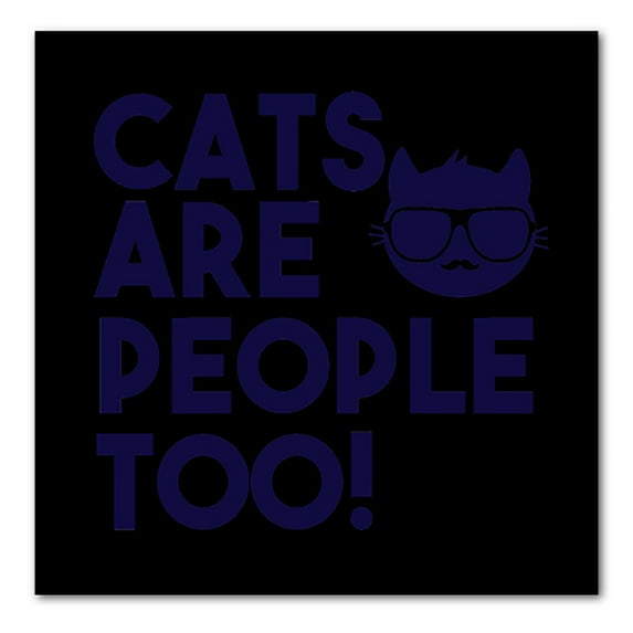 DistinctInk Custom Bumper Sticker - 3" x 3" Decorative Decal - Black Background - Cats Are People Too