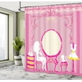 thumbnail image 5 of Ambesonne Fashion Shower Curtain, French Lady Cat Mirror, 69"Wx84"L, Yellow Pink, 5 of 5