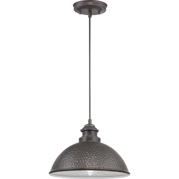 Progress Lighting Englewood 1-Light Hanging Lantern Pendant, Antique Bronze, Metallic Copper Shade