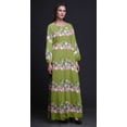 thumbnail image 3 of Bimba Polyester Georgette Ranunculus & Chrysanthemum Floral Printed Womenâ€™s Long Sleeve Elastic Waist MaxiÂ&nbsp;DressÂ&nbsp;Gown-XXX-Large, 3 of 5