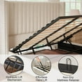 thumbnail image 4 of Merluxy King Bed Frame Lift Up Storage Bed, Velvet King Upholstered Bed Frame/Channel Tufted Wingback Headborad/No Box Spring Needed/Cream, 4 of 9