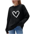 thumbnail image 1 of FMFYFH Chandails de la Saint-Valentin pour Femmes Grande Taille, Coupe Ample, Mignon Imprimé « Love », Chandail Graphique, Haut Décontracté à Col Rond, 1 of 6