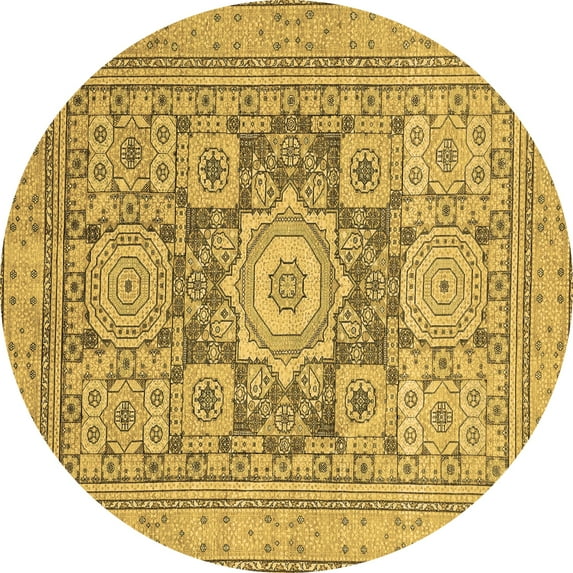 Ahgly Company Indoor Round Abstract Brown Modern Area Rugs, 6' Round