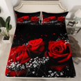 thumbnail image 2 of Manfei 3D Red Rose Bed Sheets, Flower Floral King Sheets, Romantic Couple Valentines Day Sheet Set, Super Cozy Room Decor, 4-Piece, 2 of 7