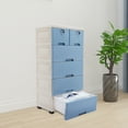 TFCFL 6 Drawers Portable Sturdy Plastic Dresser Storage with Keys Blue 19.7"