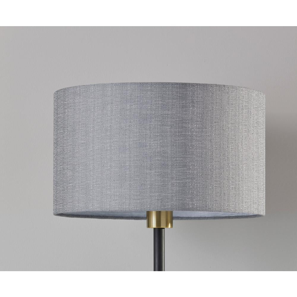 Adesso Bergen Floor Lamp, Black and Antique Brass