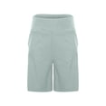thumbnail image 6 of IWRICH Women's Athletic Long Shorts with Pockets High Waisted Bermuda Shorts Walking Running Casual Bottoms Light Green S, 6 of 7