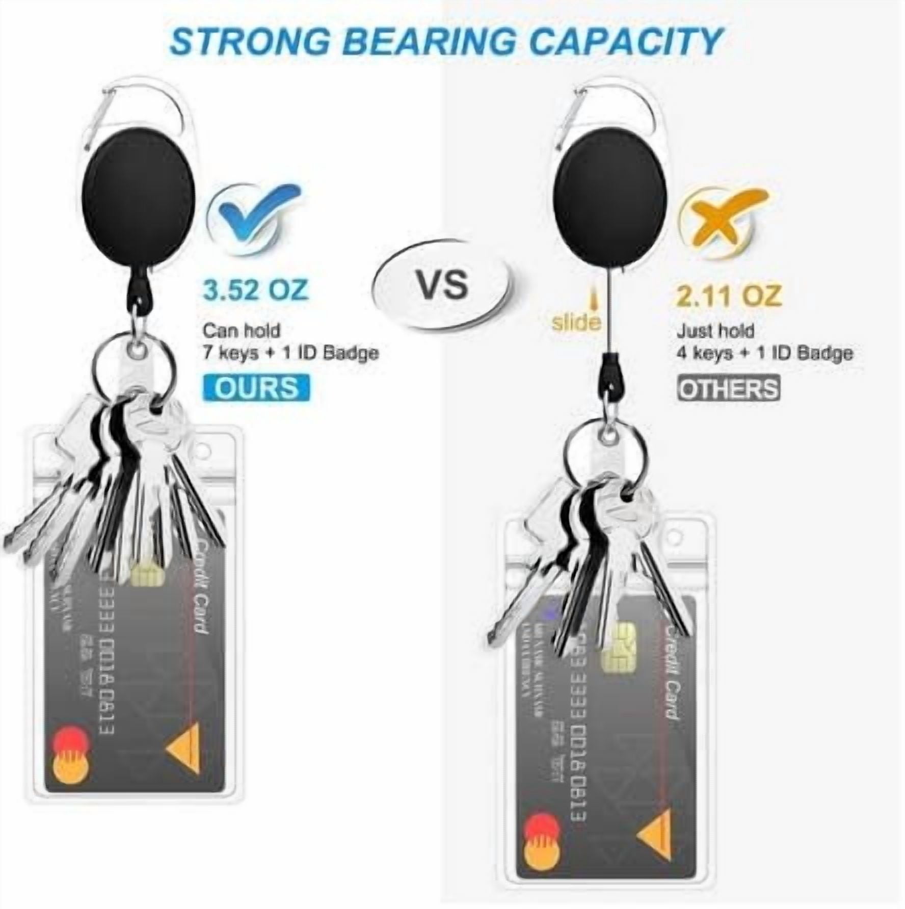 DEKEones 50-Pack Retractable Badge Holders with Carabiner and Key Ring