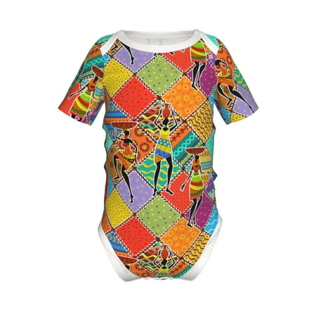 

Lukts Dancing African Womans Print Baby Short Sleeve Romper Onesie for Newborn Baby Boys and Girls-6 Months