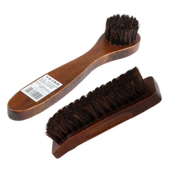2pcs Practical Horse Hair Shoe Polishing Brush, Gloss Polishing Brush, Wood Brown