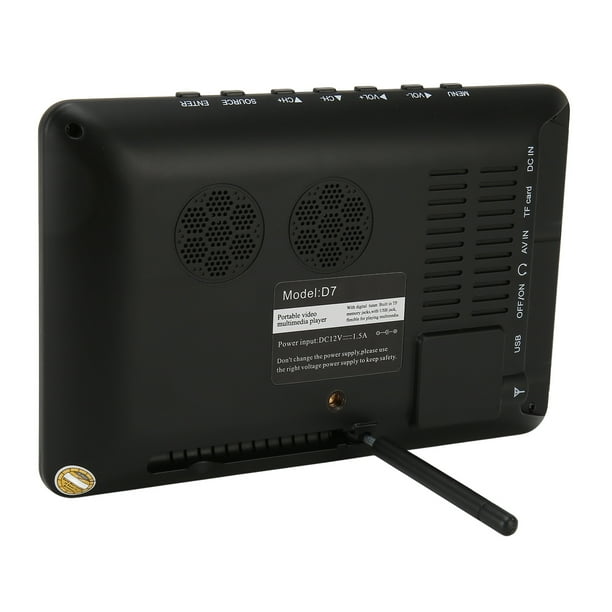 TV Digital Portátil, TV Portátil De 7 Pulgadas, Batería Recargable De 1500 Mah, Ranura Para Tarjeta De Memoria, LED TFT 16:9 Para Exteriores
