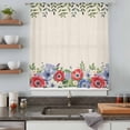 thumbnail image 5 of Independence Day Sheer Curtains 45 Inches Long, Retro Red Blue Flowers Leaves Plants Light Filering Curtains, Breathable Simi Curtain Privacy Drapes for Kitchen Bathroom Small Window Treatment, 5 of 9