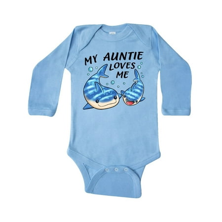 

Inktastic My Auntie Loves Me- whale shark Gift Baby Boy or Baby Girl Long Sleeve Bodysuit